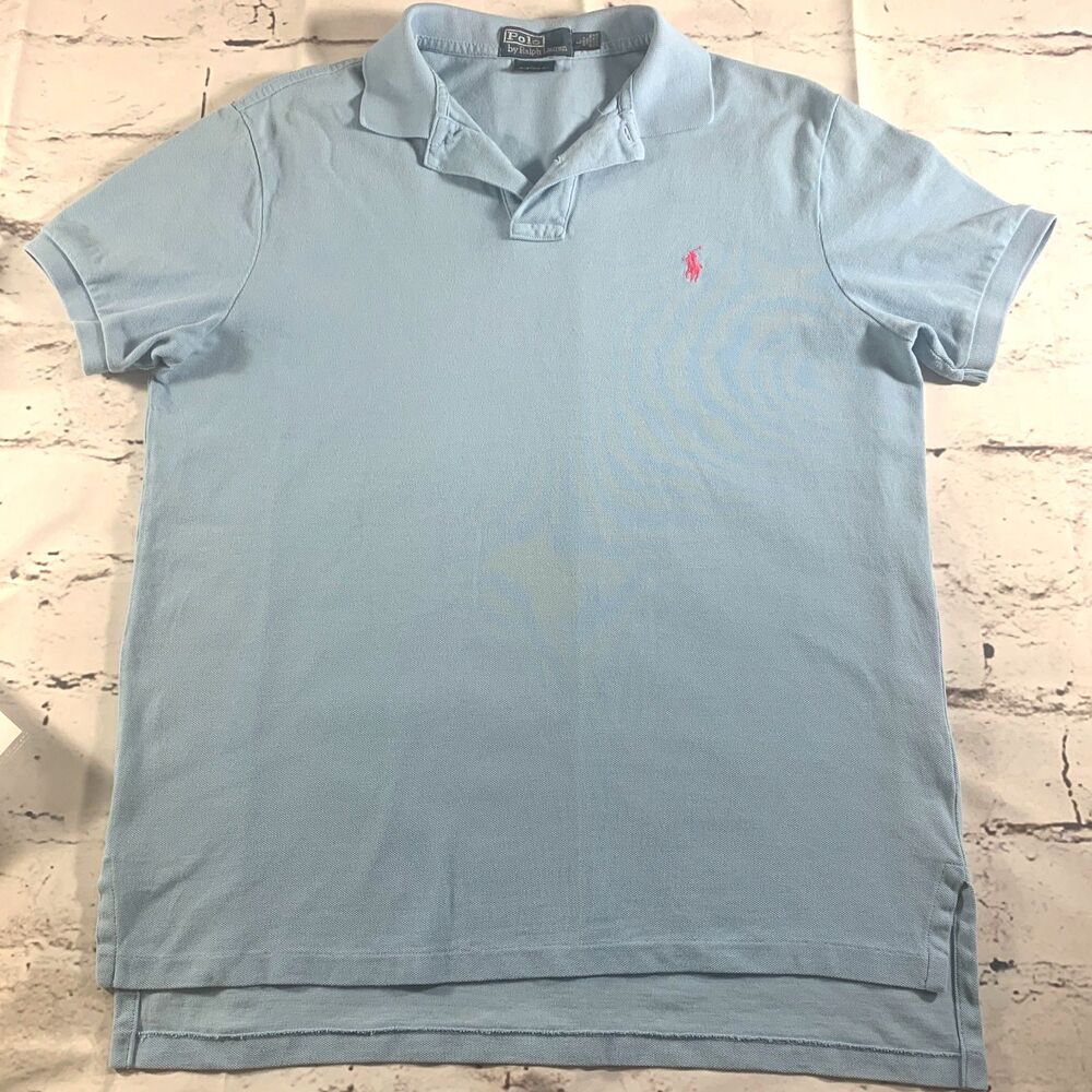 Polo Ralph Lauren Men's Teal Polo Shirt Short Sleeve Cotton Rugby Size Large
